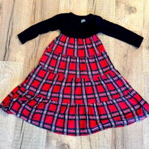 Kickee Pants Long Tiered Dress, Christmas Plaid